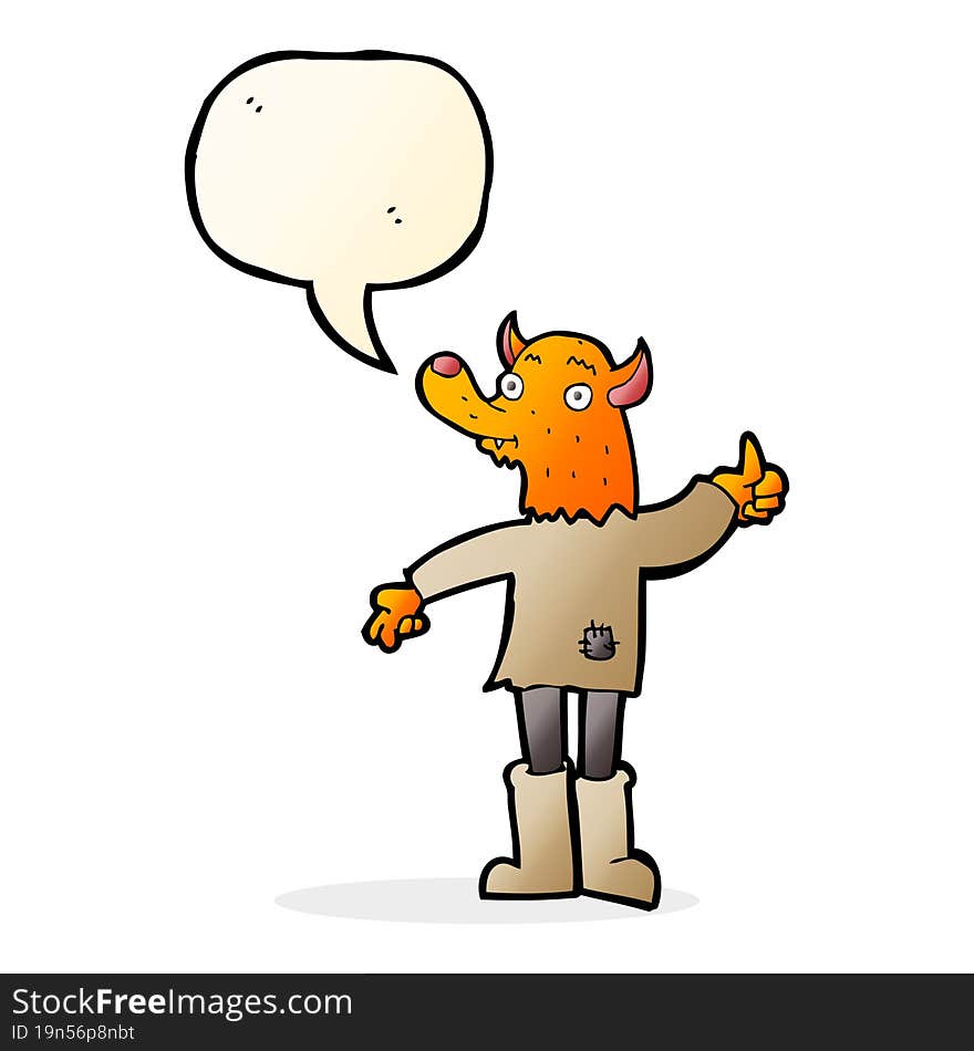 cartoon fox man with speech bubble