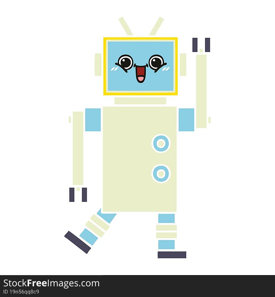 Flat Color Retro Cartoon Robot