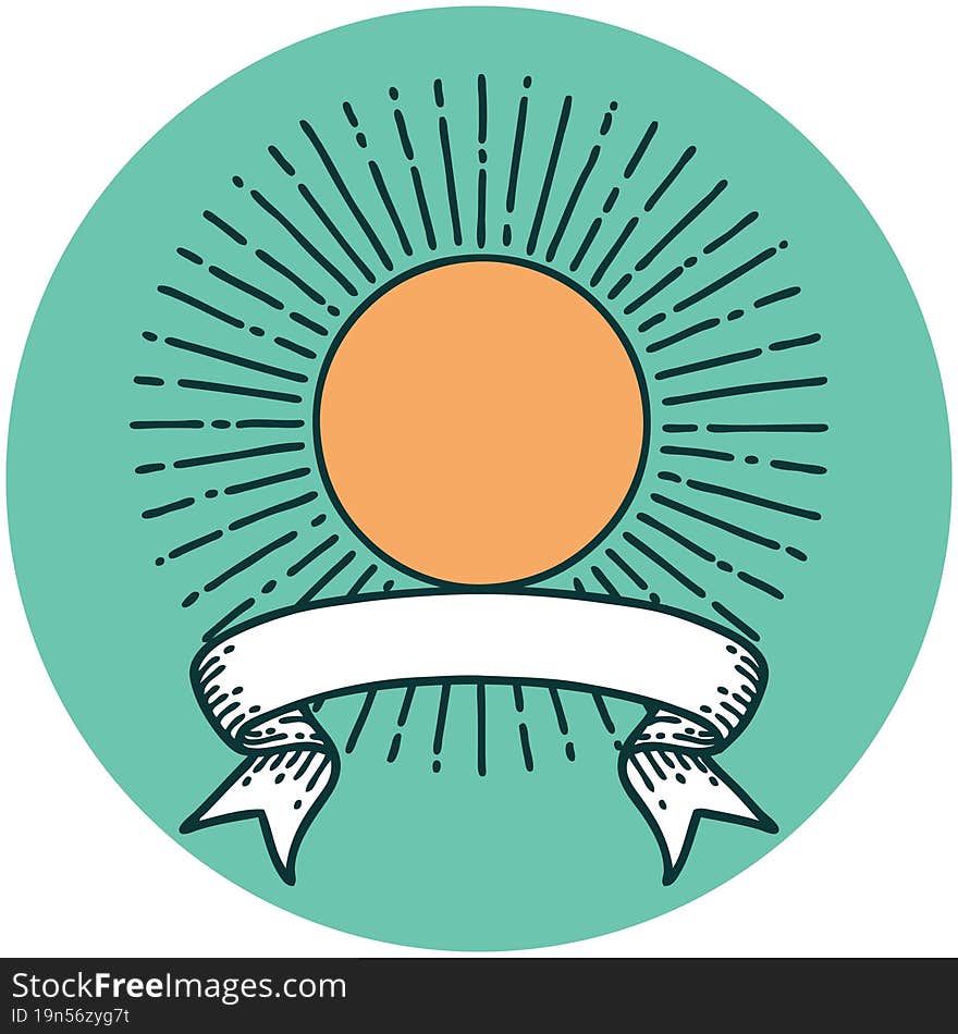 Icon With Banner Of A Sun