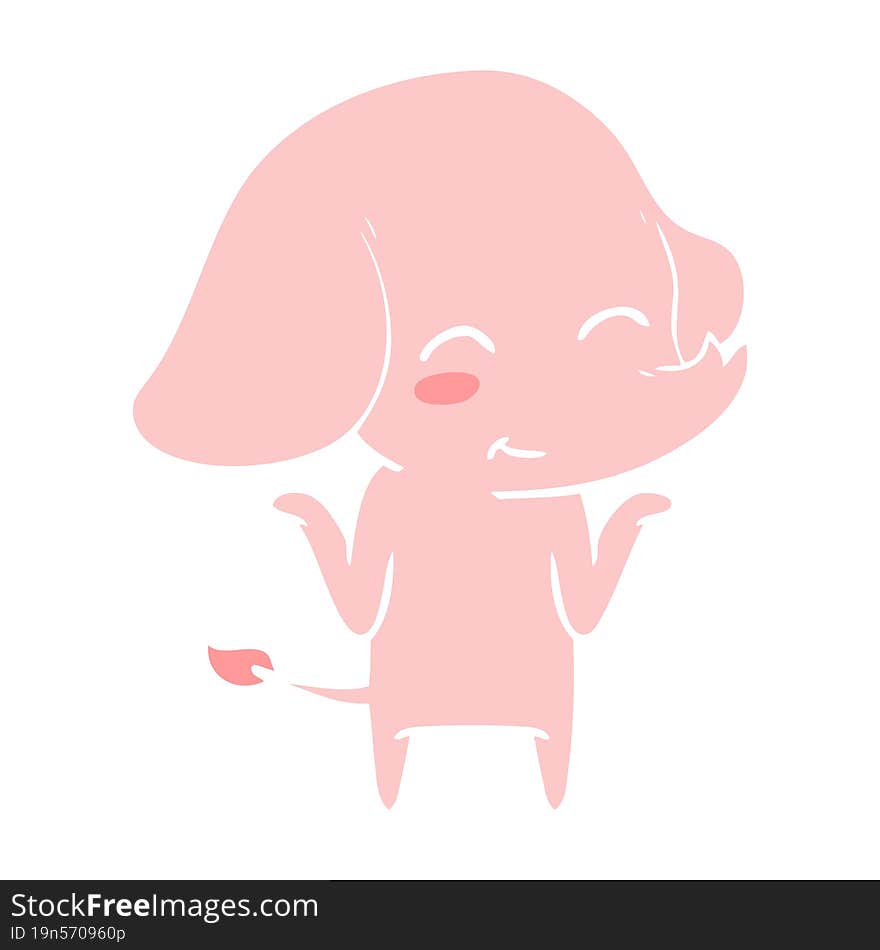 Cute Flat Color Style Cartoon Elephant