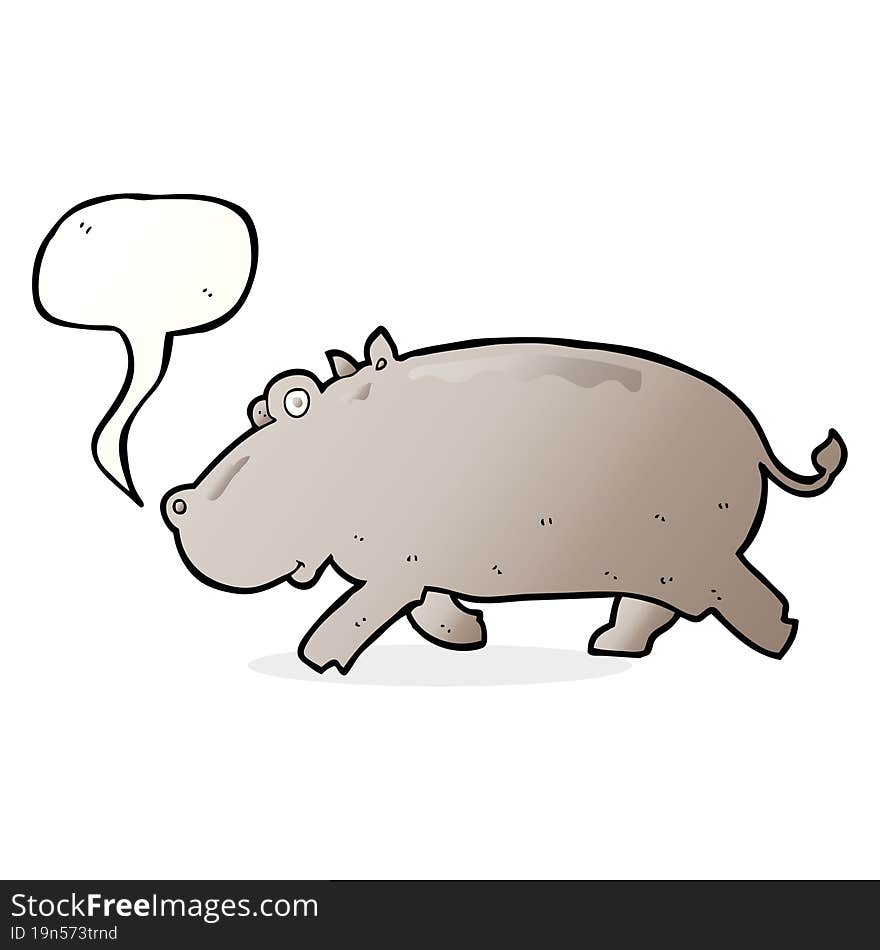 cartoon hippopotamus with speech bubble