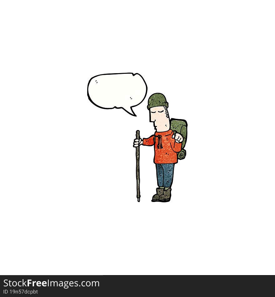 cartoon man in camping gear