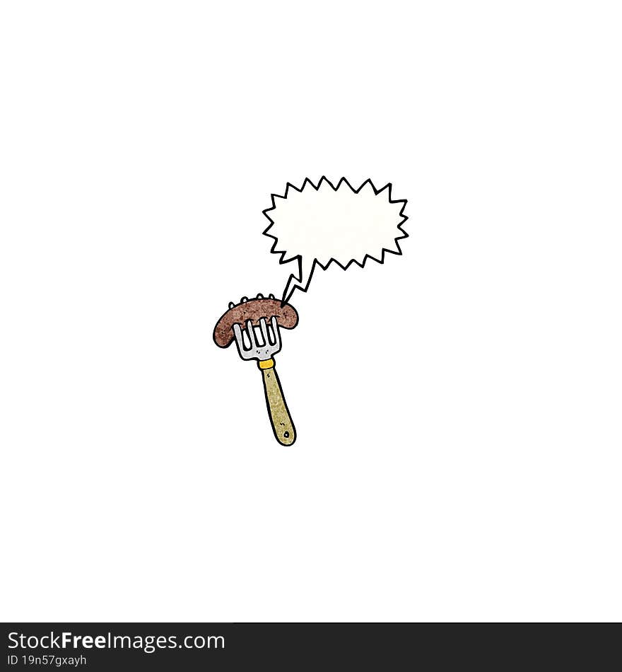 cartoon sausage on fork