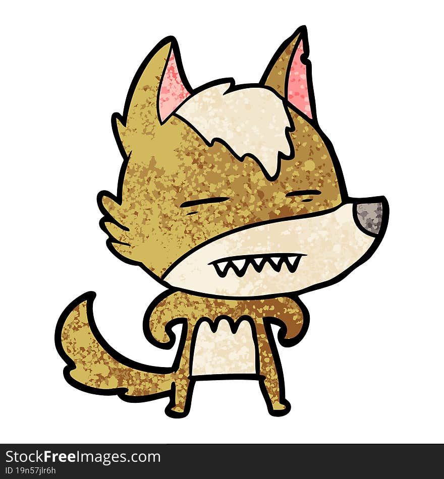 cartoon wolf showing teeth. cartoon wolf showing teeth