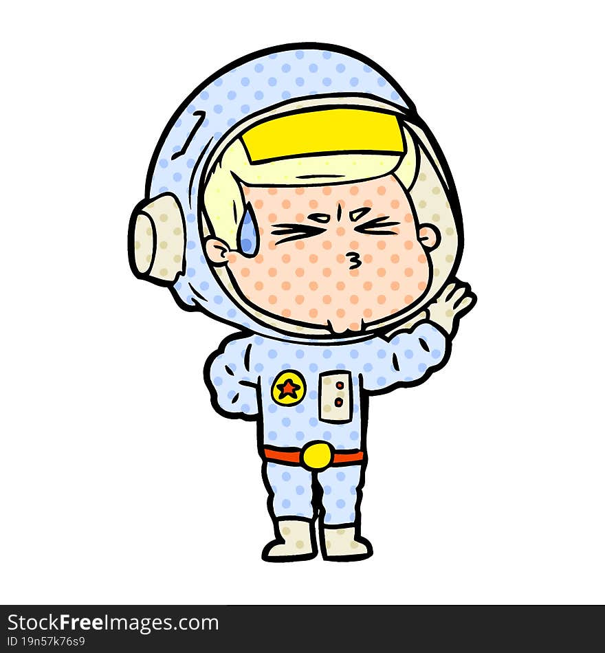 cartoon stressed astronaut. cartoon stressed astronaut