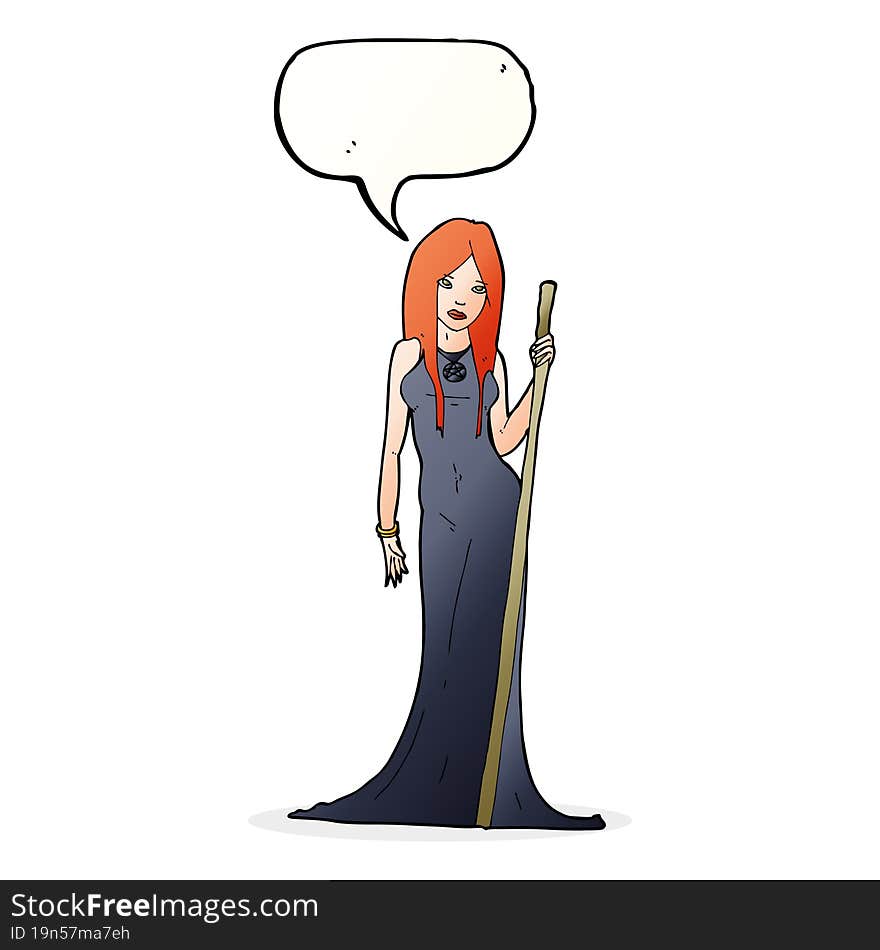 Cartoon Sorceress  With Speech Bubble