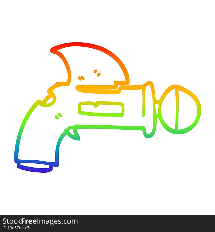 rainbow gradient line drawing cartoon ray gun