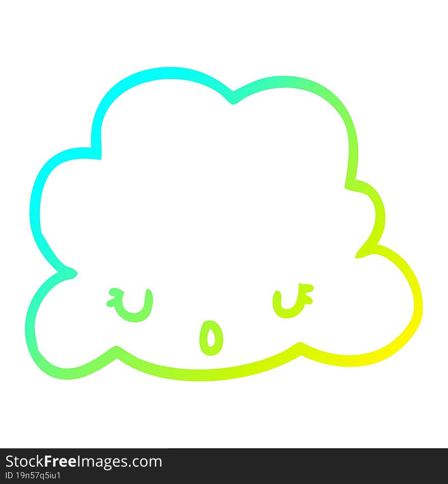 cold gradient line drawing cute cartoon cloud