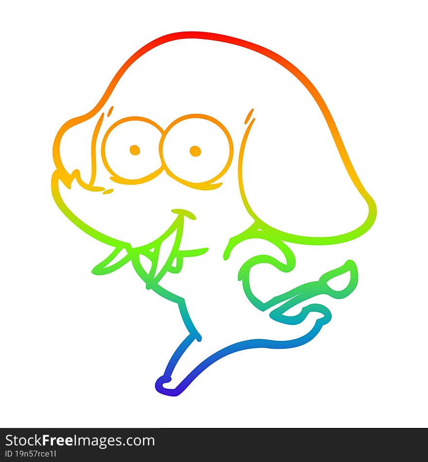 rainbow gradient line drawing happy cartoon elephant