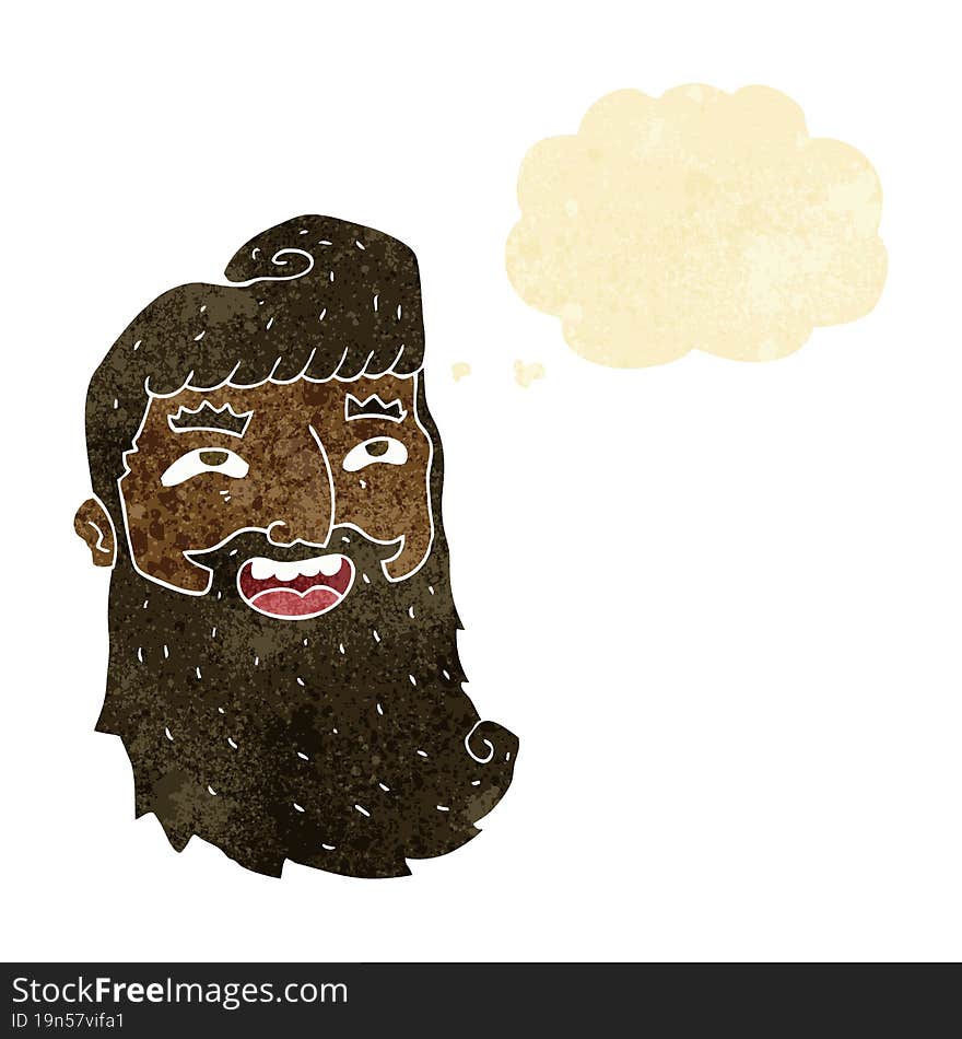 Cartoon Man With Beard Laughing With Thought Bubble