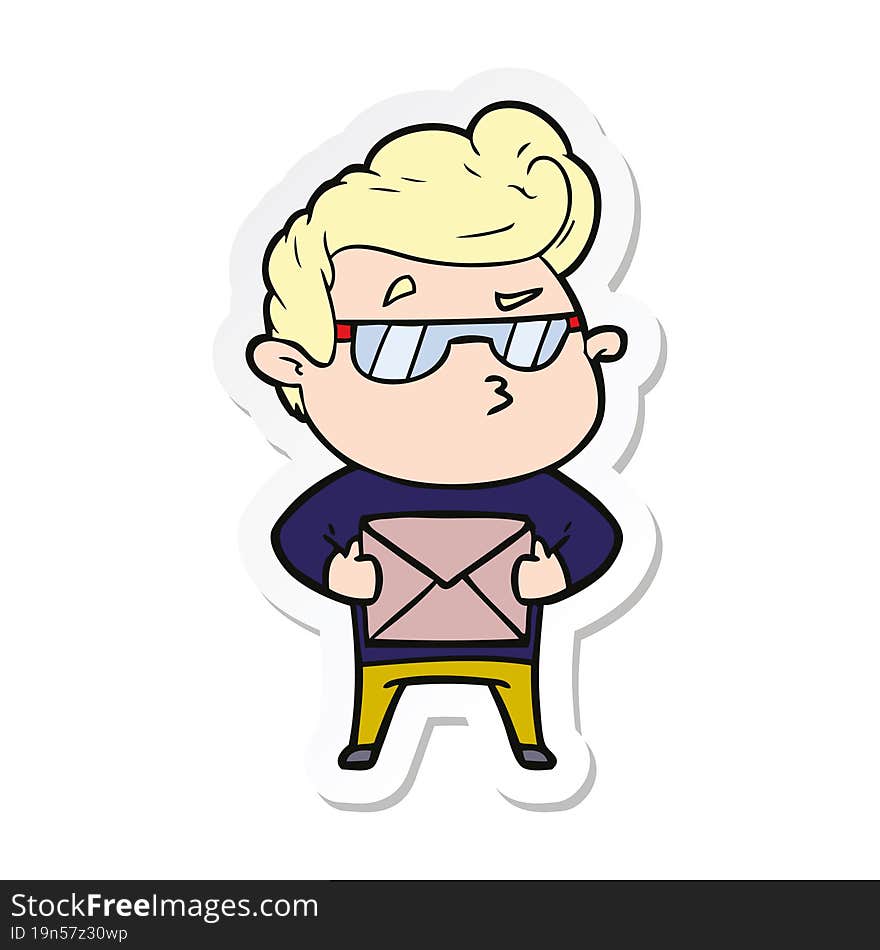 sticker of a cartoon cool guy