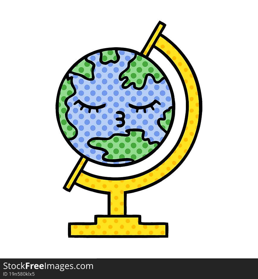 Comic Book Style Cartoon Globe Of The World