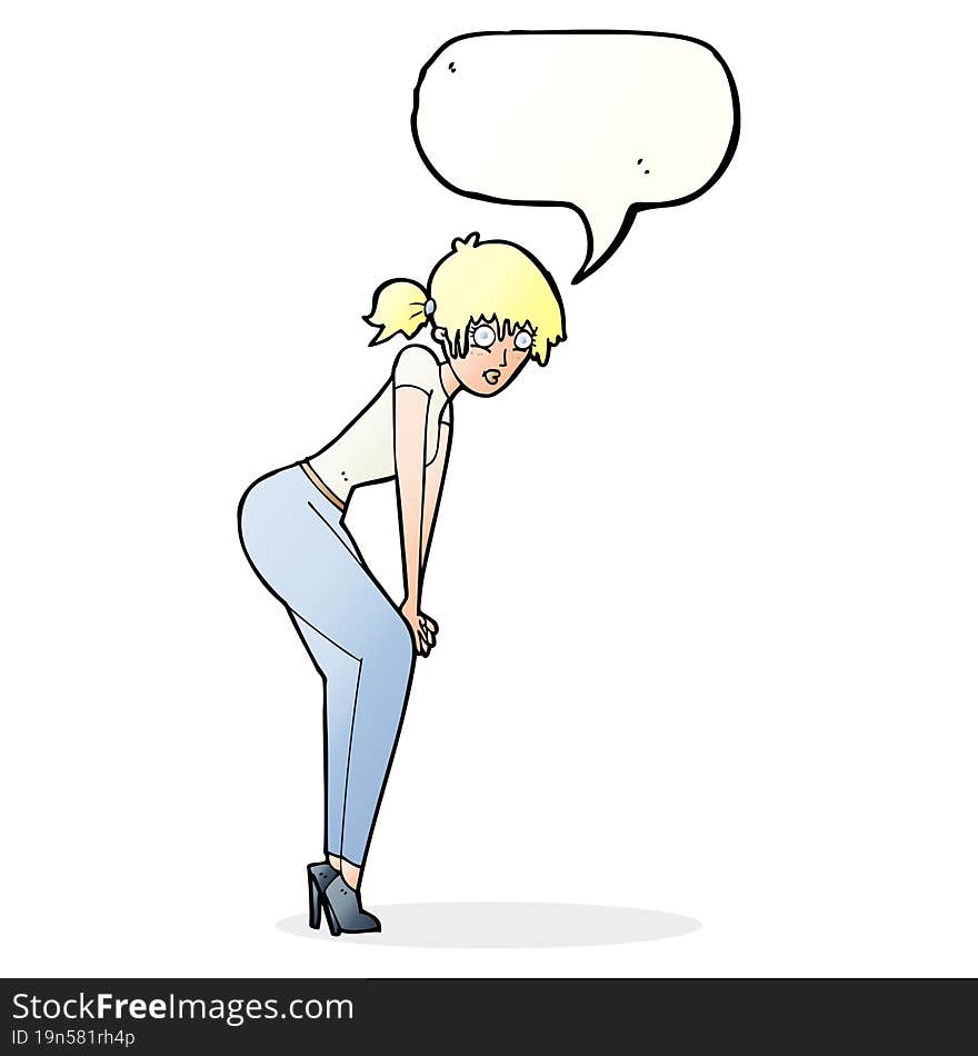 cartoon woman posing with speech bubble