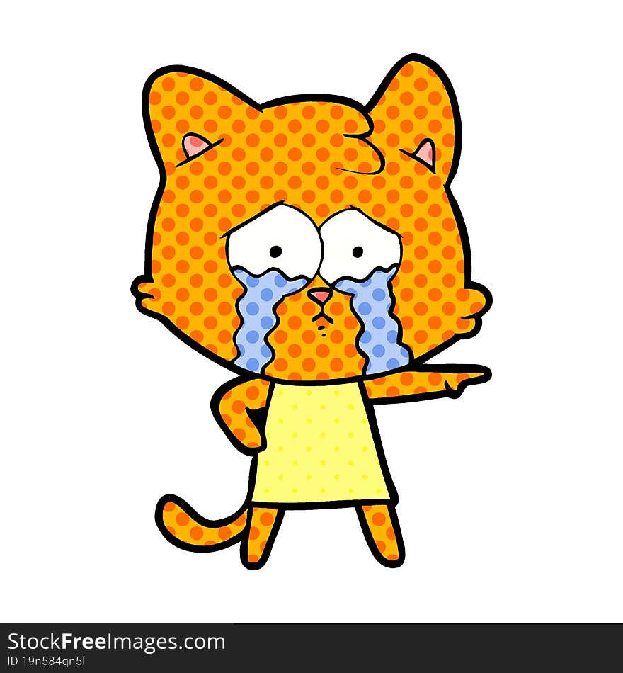 cartoon crying cat. cartoon crying cat