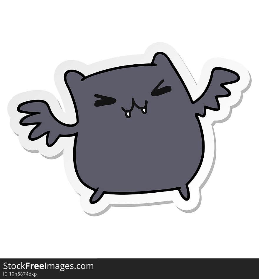 sticker cartoon of a kawaii cute bat