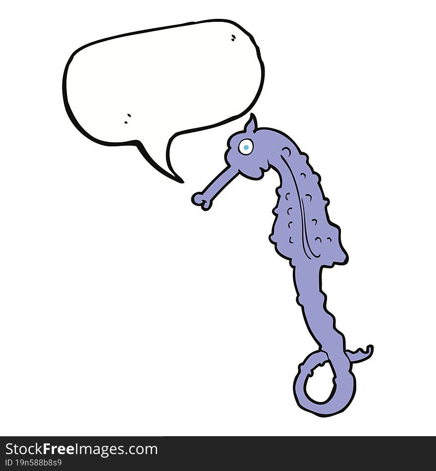 cartoon sea horse with speech bubble