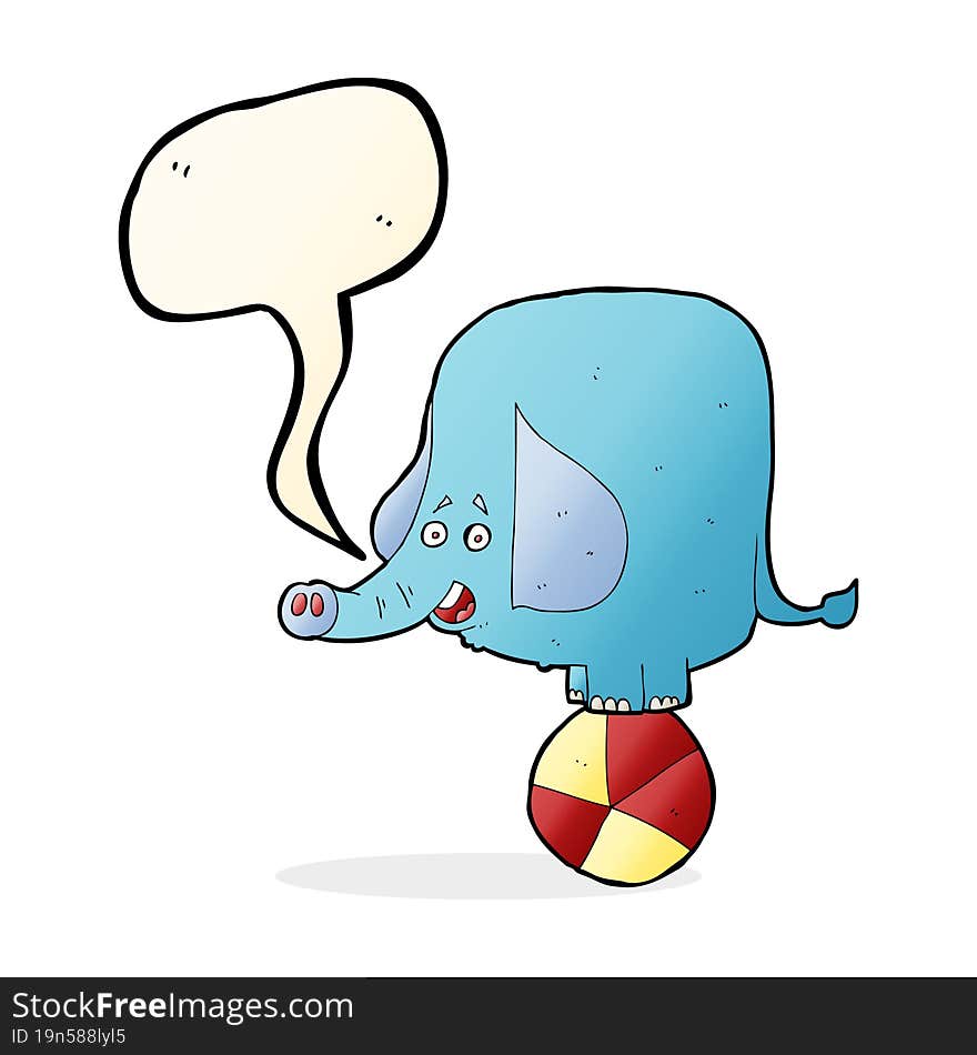 cartoon circus elephant with speech bubble