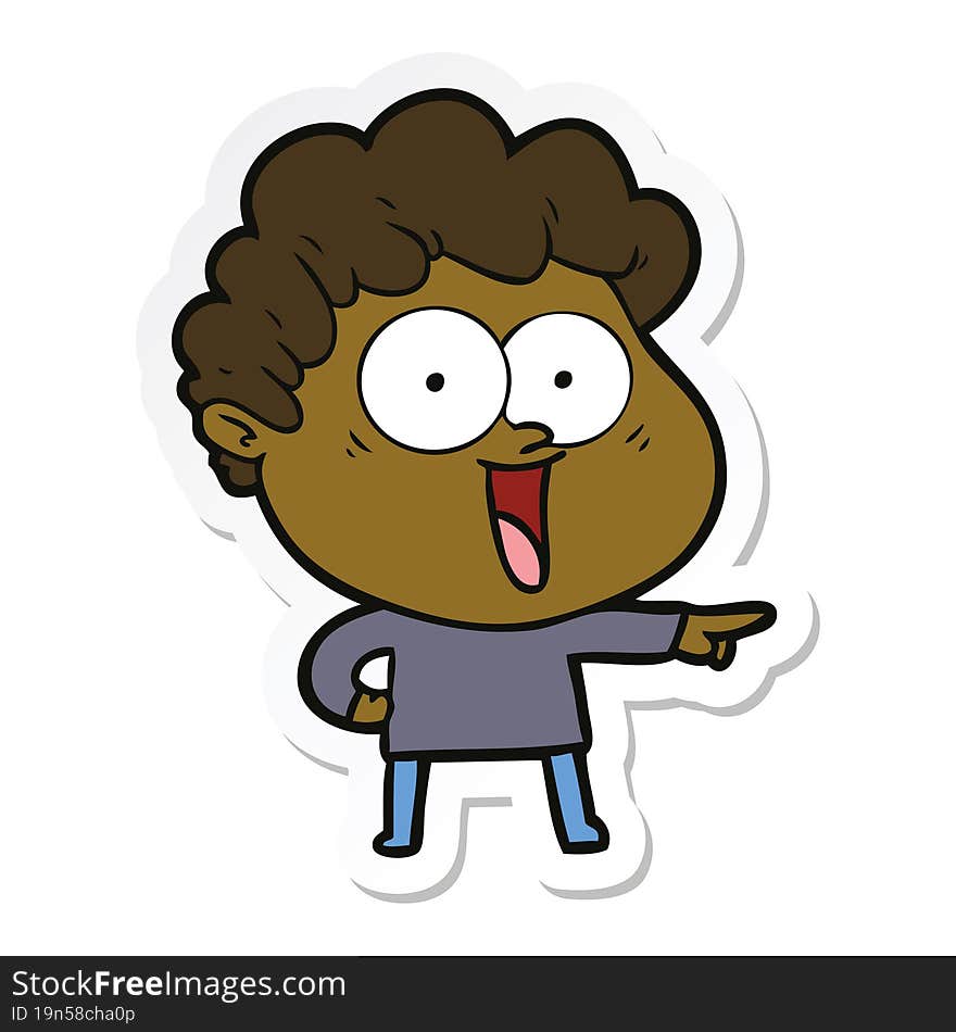 sticker of a cartoon happy man