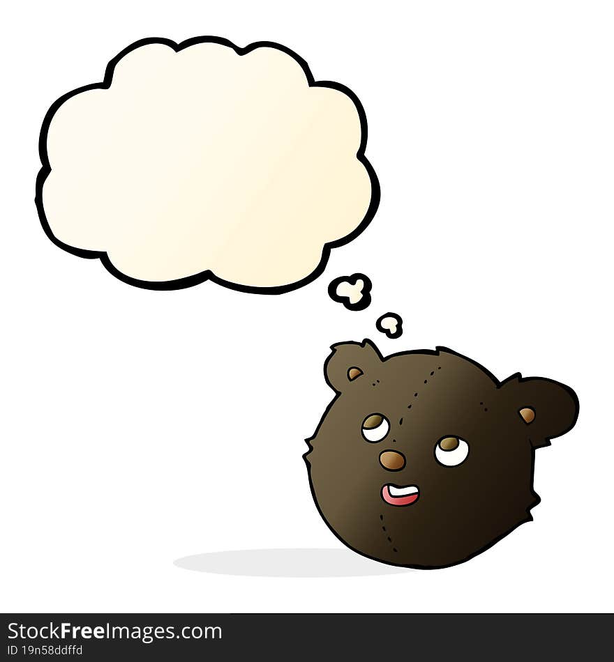 cartoon black bear face with thought bubble