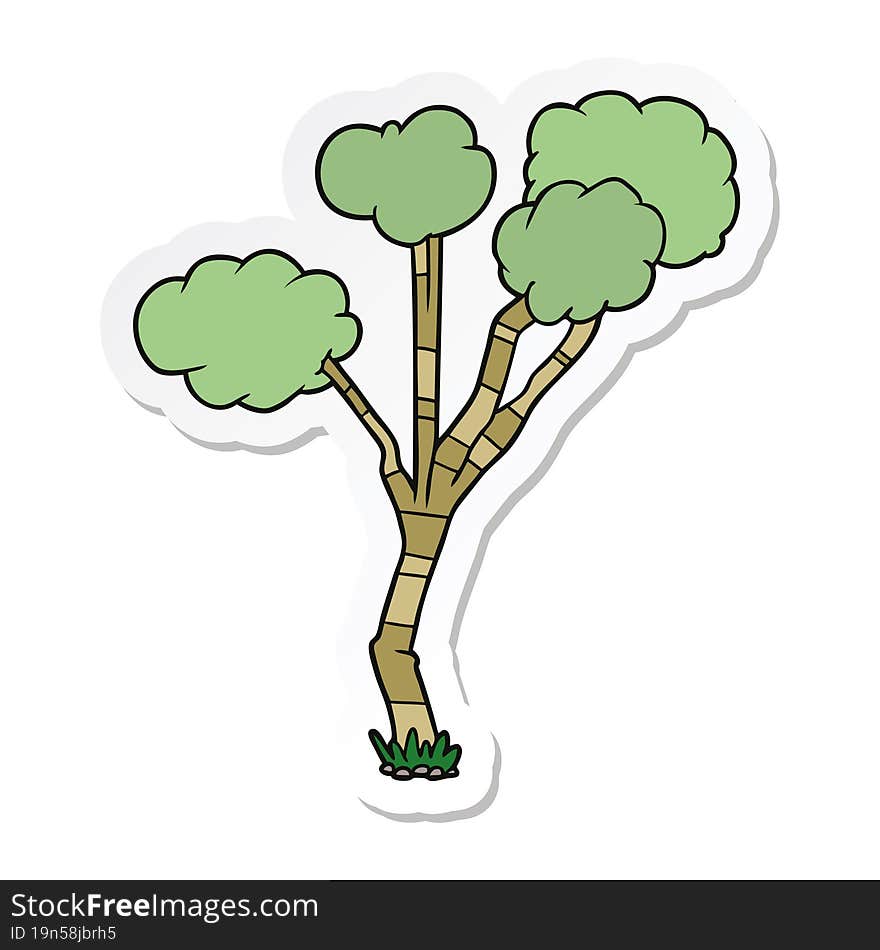 Sticker Of A Cartoon Sparse Tree