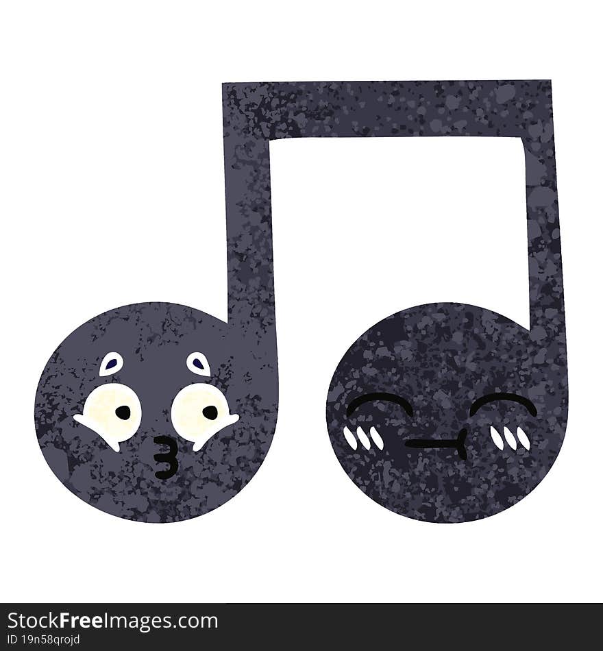 retro illustration style cartoon musical note