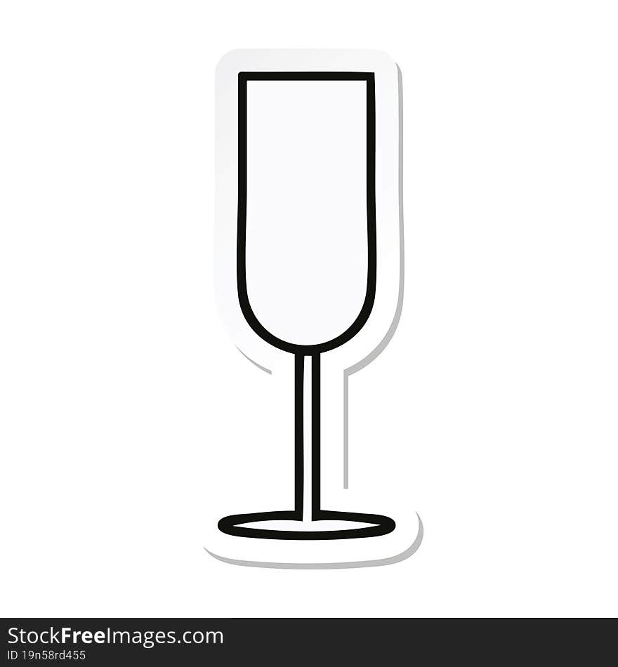 Sticker Of A Cute Cartoon Champagne Flute