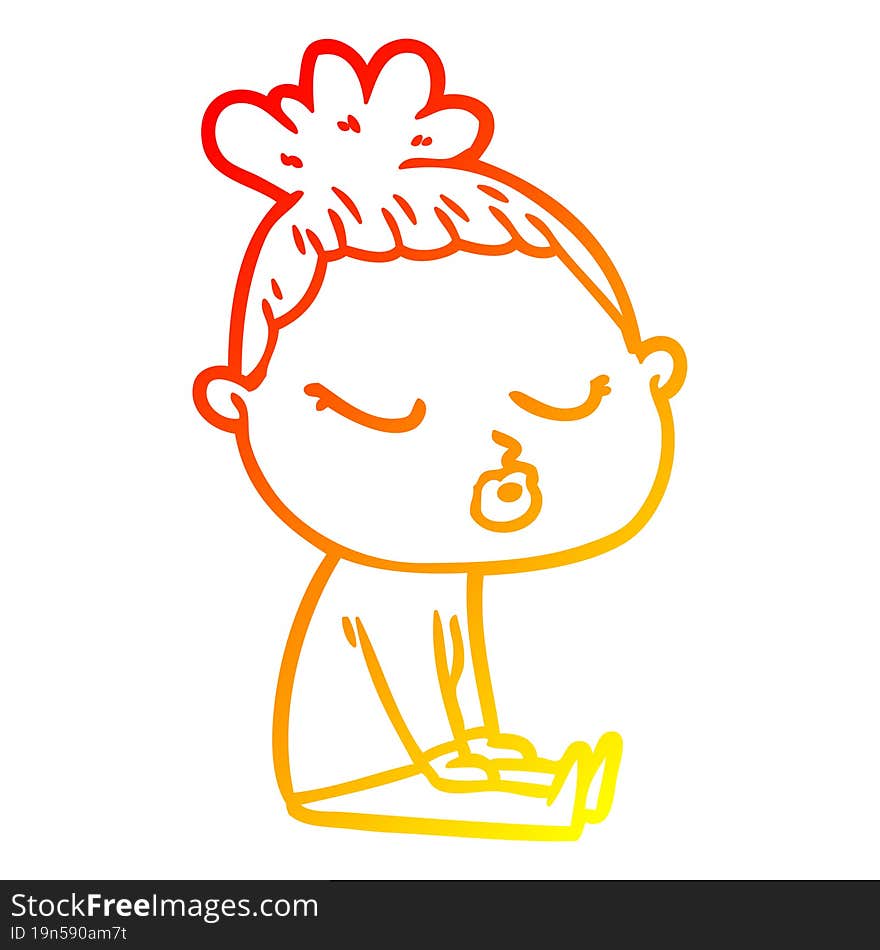 warm gradient line drawing cartoon calm woman