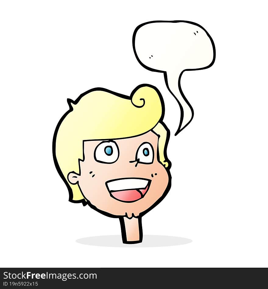 Cartoon Happy Face With Speech Bubble