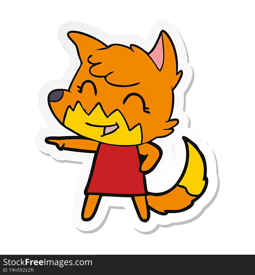 sticker of a happy cartoon fox