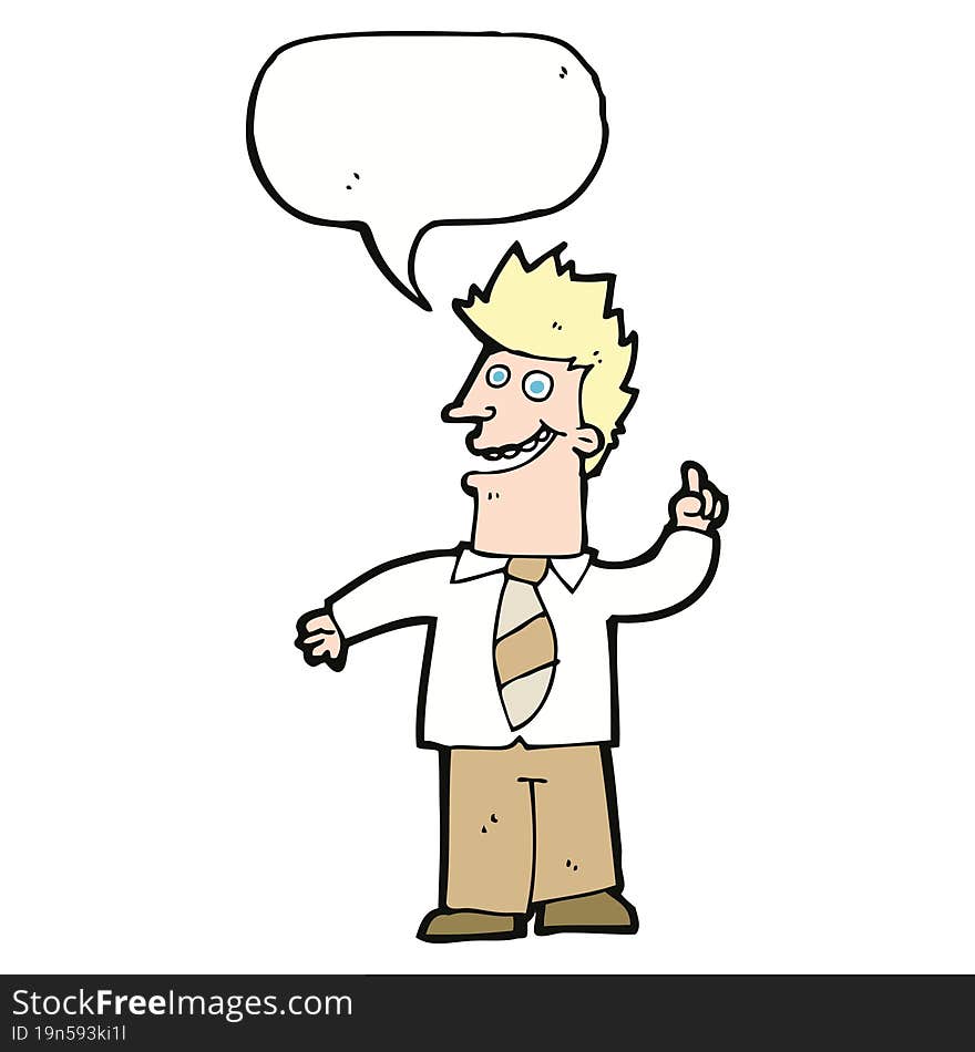 cartoon man with good idea with speech bubble