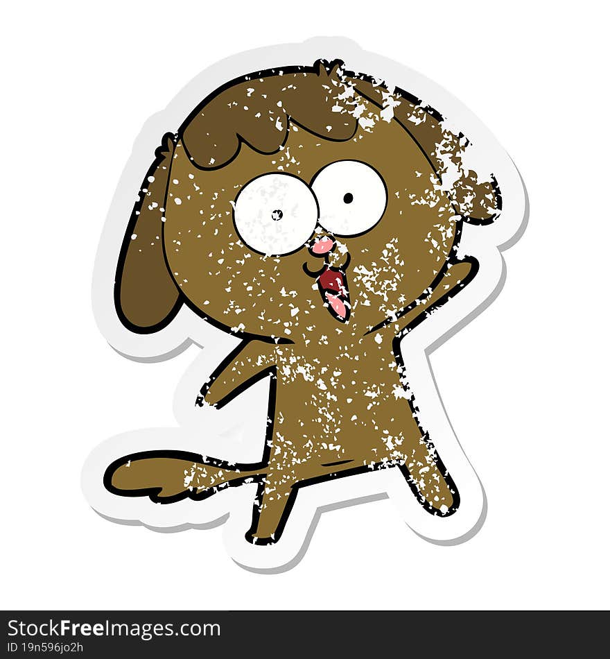 distressed sticker of a cute cartoon dog