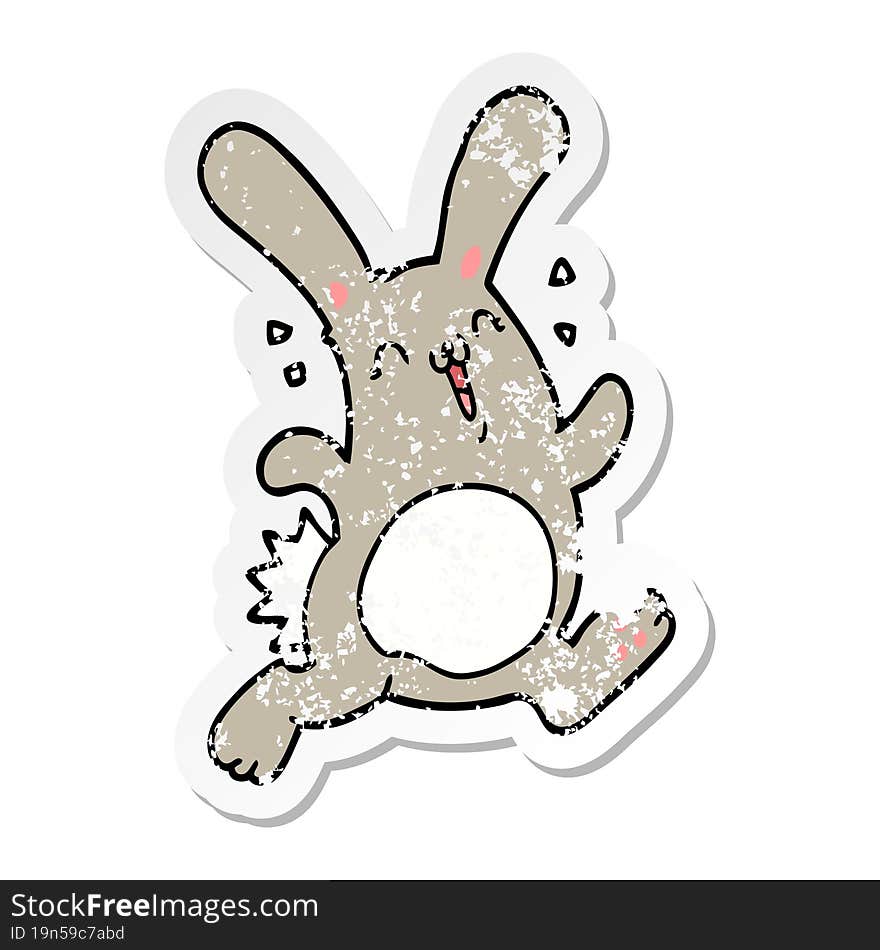 Distressed Sticker Of A Cartoon Rabbit