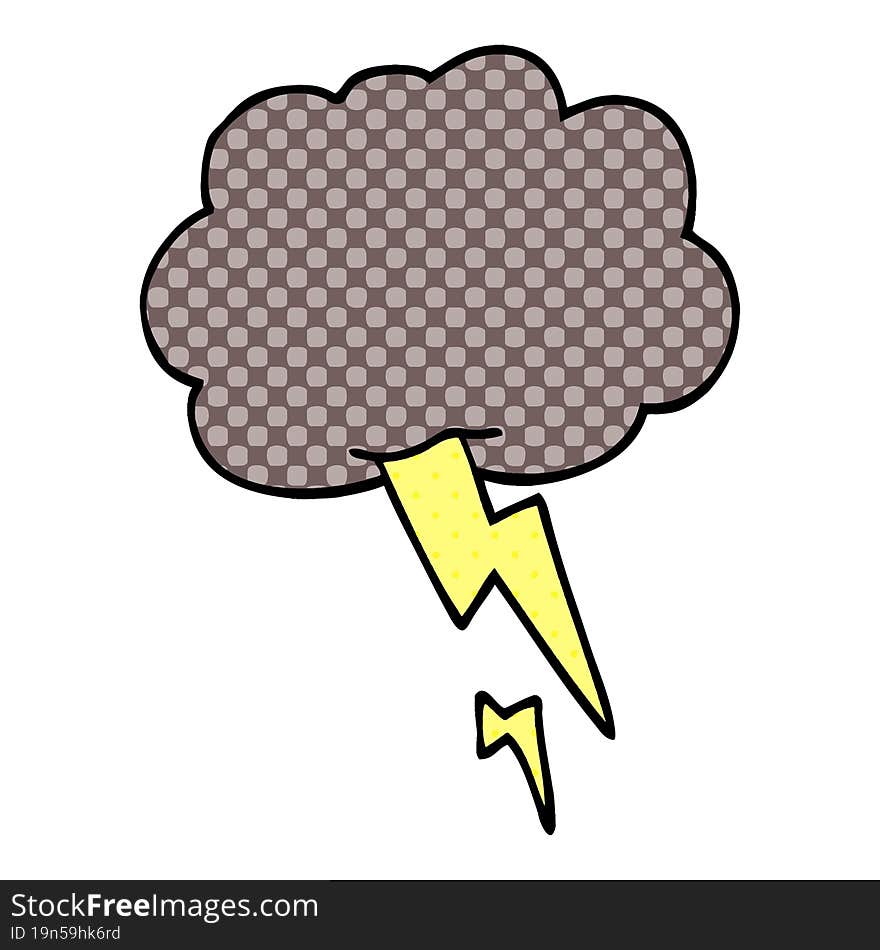 cartoon doodle storm cloud with lightning