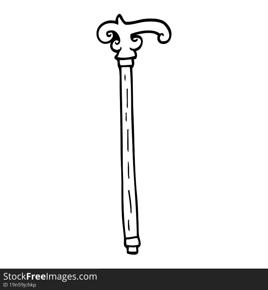 line drawing cartoon fancy walking stick