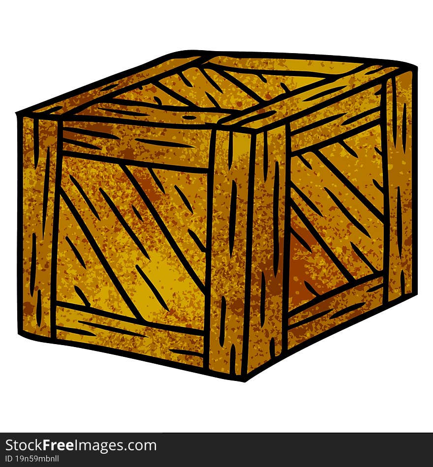 Textured Cartoon Doodle Of A Wooden Crate