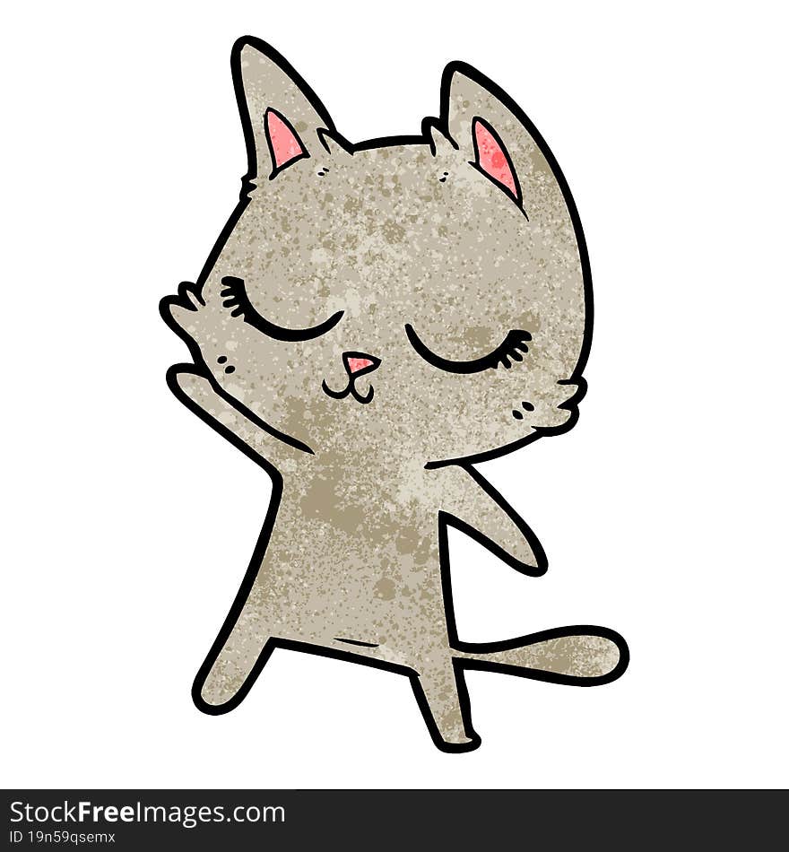 calm cartoon cat waving. calm cartoon cat waving