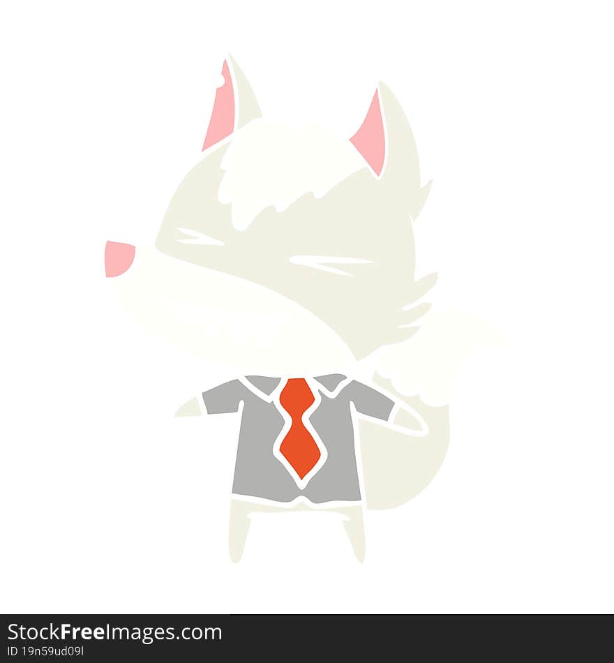 angry wolf boss flat color style cartoon