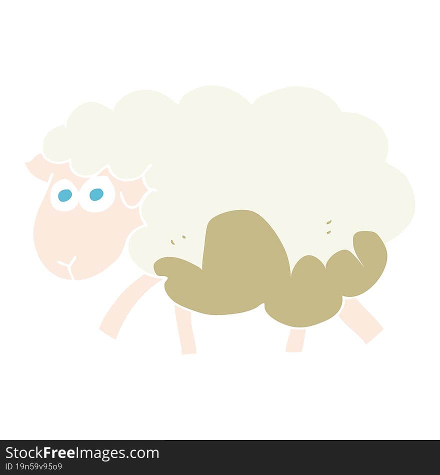 flat color illustration of a cartoon muddy sheep