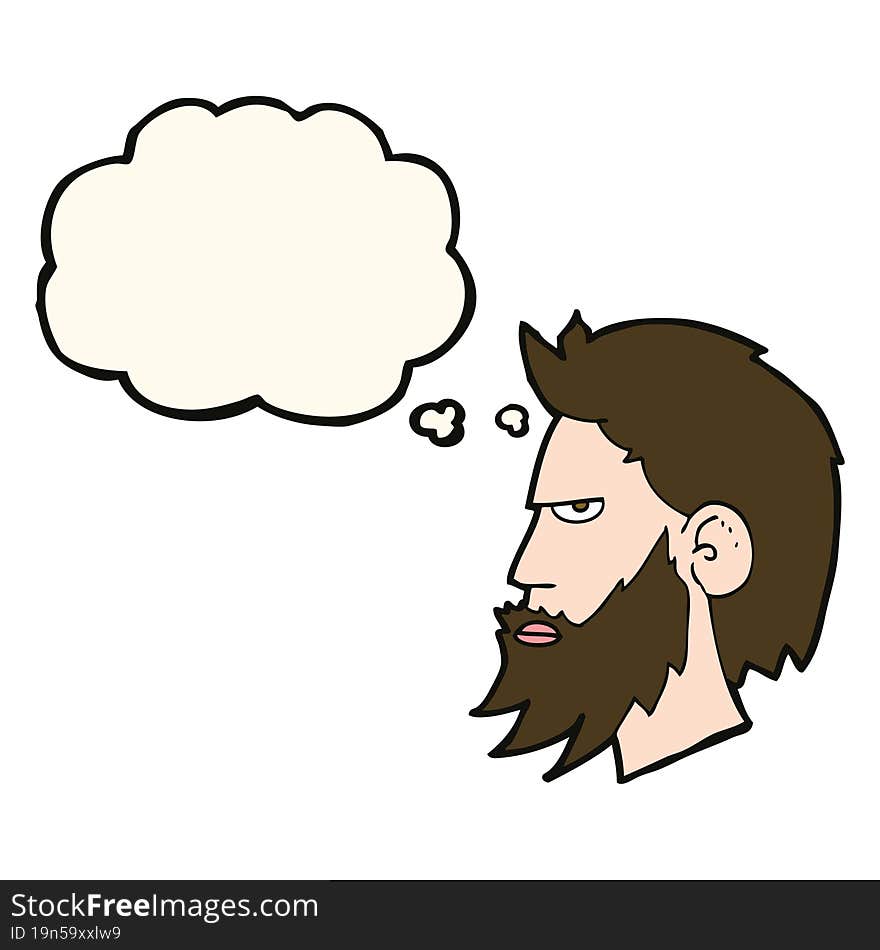 Cartoon Man With Beard With Thought Bubble