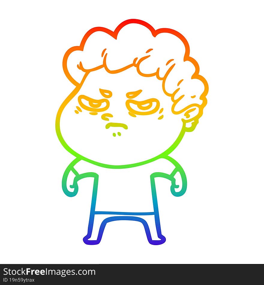 rainbow gradient line drawing cartoon angry man