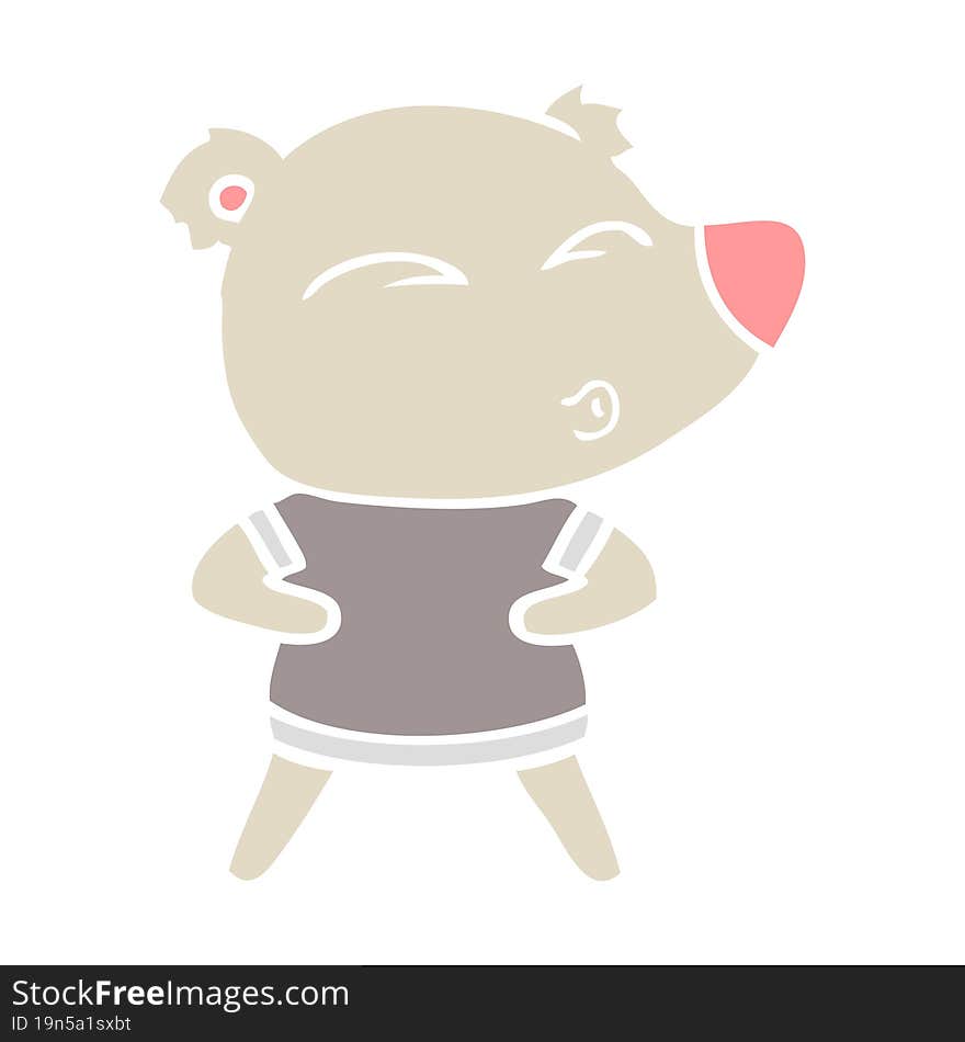 flat color style cartoon whistling bear