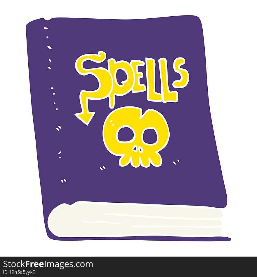 flat color illustration of a cartoon spell book