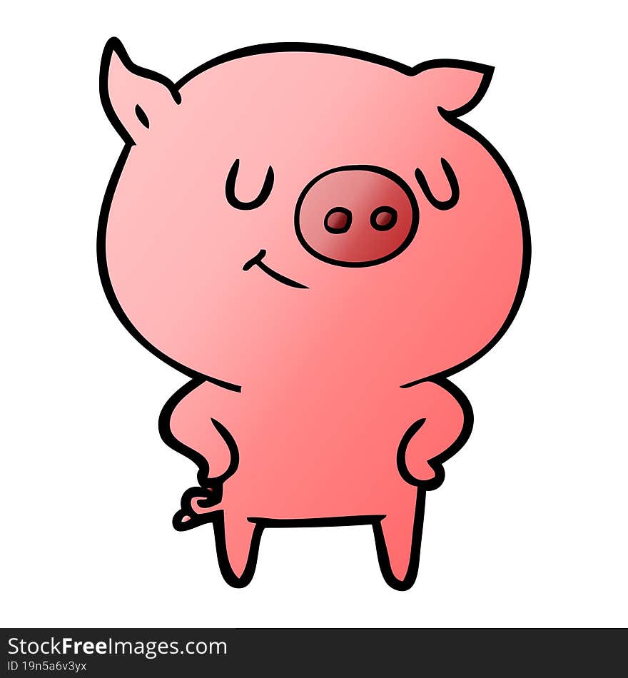 happy cartoon pig. happy cartoon pig