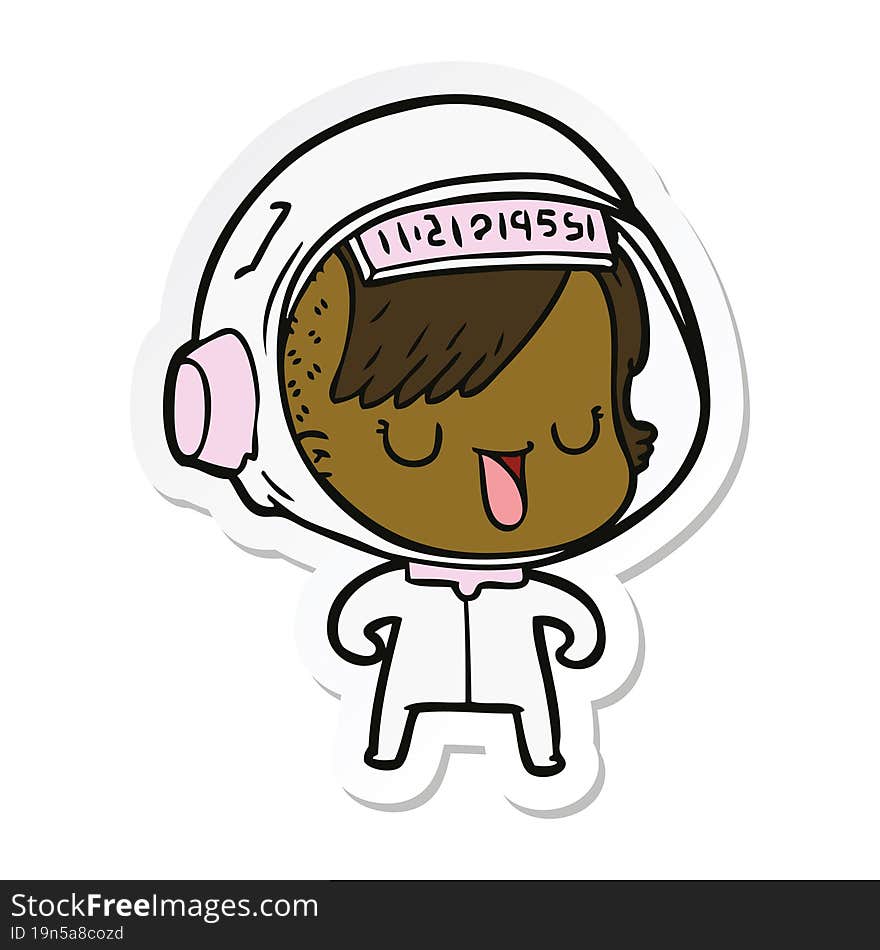 sticker of a cartoon astronaut woman