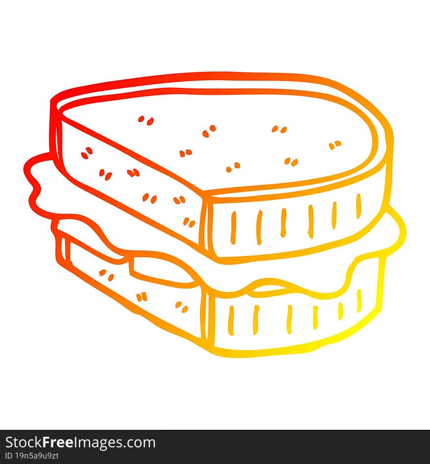 warm gradient line drawing cartoon loaded sandwich