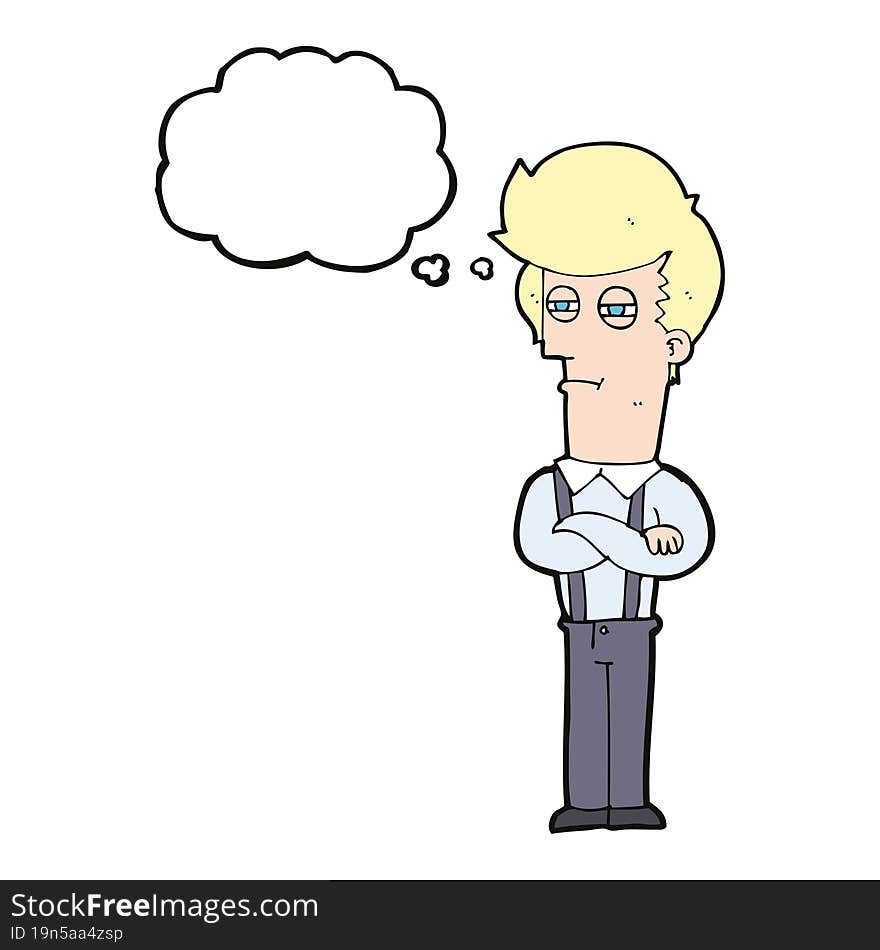 cartoon annoyed man with thought bubble