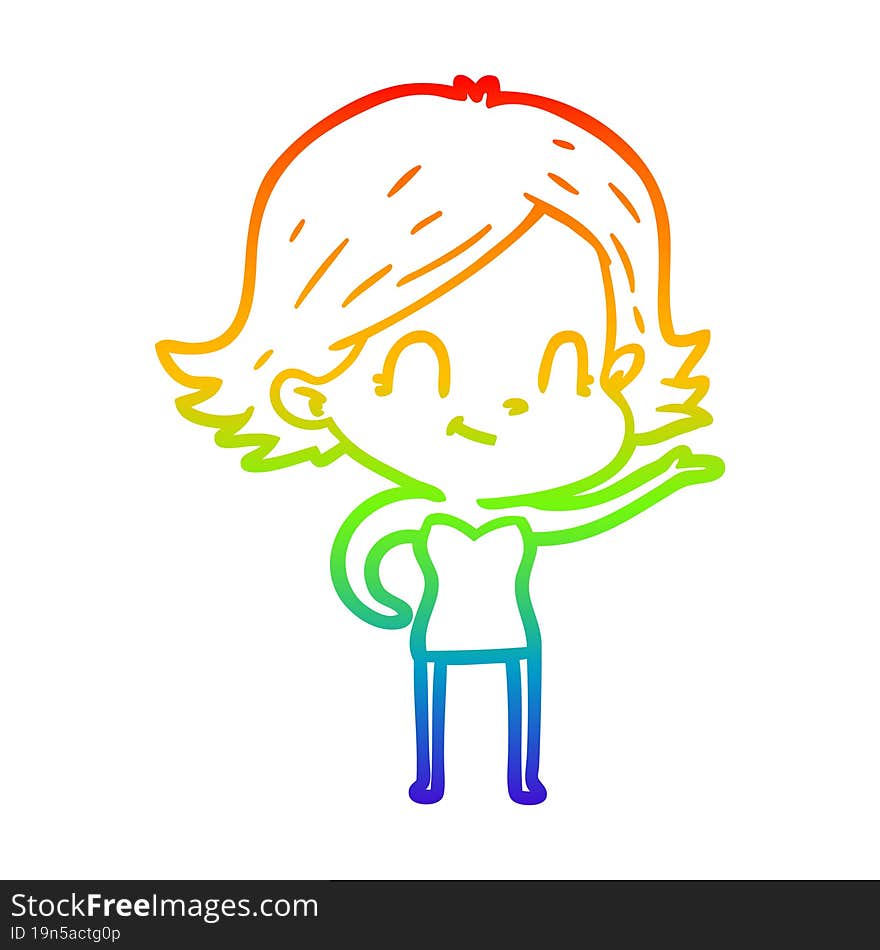 rainbow gradient line drawing cartoon friendly girl