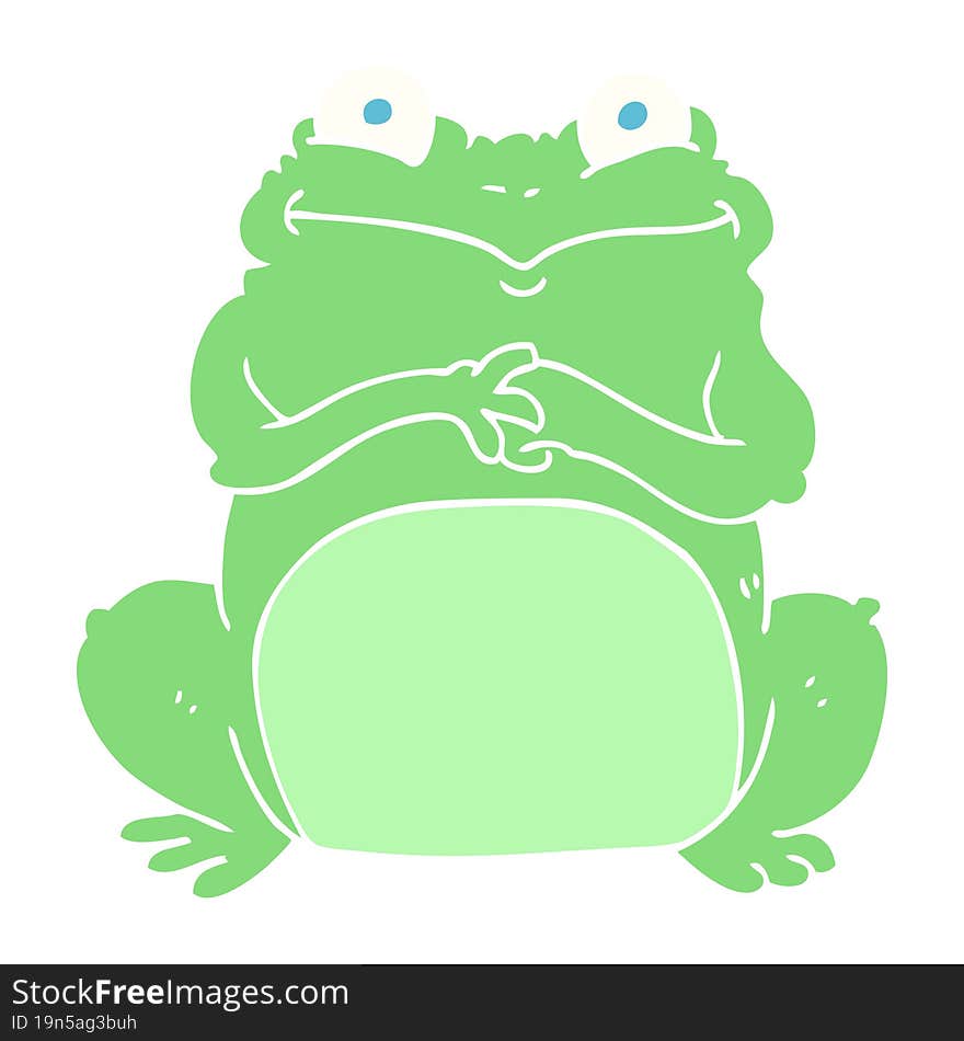 flat color illustration of funny frog. flat color illustration of funny frog