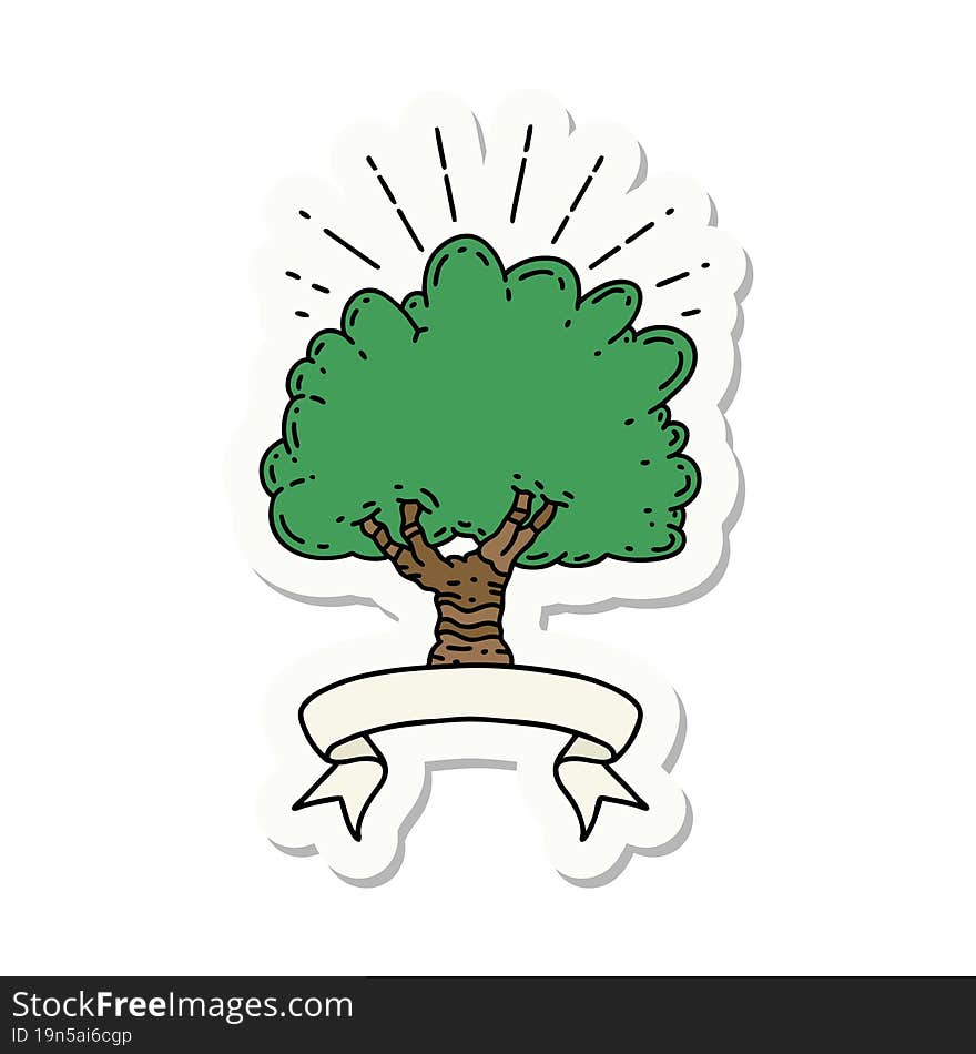 sticker of a tattoo style tree