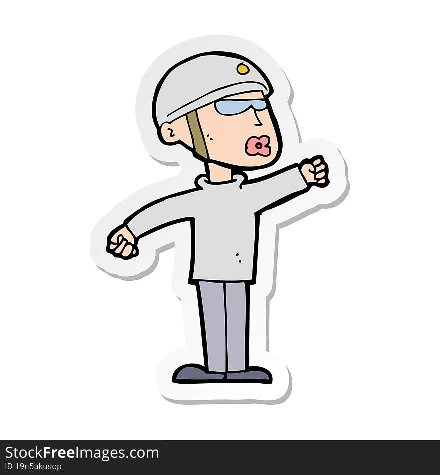 sticker of a cartoon security guy